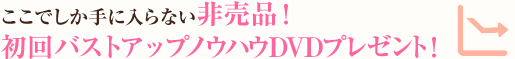 ここでしか手に入らない非売品！
初回バストアップノウハウDVDプレゼント！

